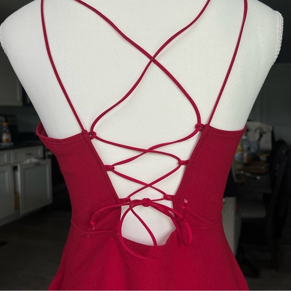 Windsor Faux Wrap Lace-Up Back Asymmetrical Dress | Size Large - Picture 7 of 11